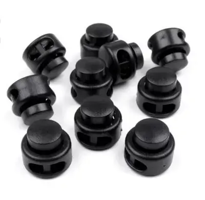 SEWING SUPPLIES:ROUND TOGGLE STOPPER CORD LOCKS END-BLACK- 8MM 